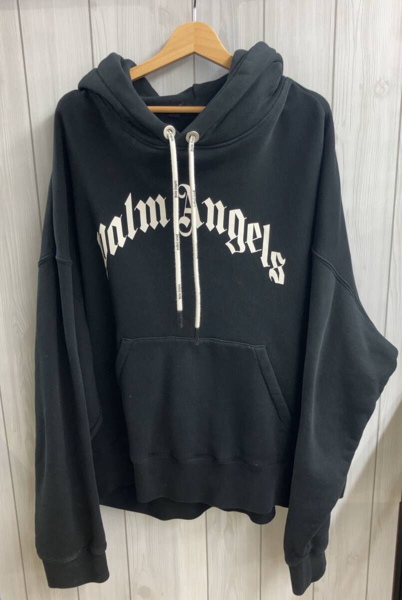 PALM ANGELS パームエンジェルス CURVED LOGO HOODIE パーカー pmbb 058 c 99 fle 003 ブラック XL