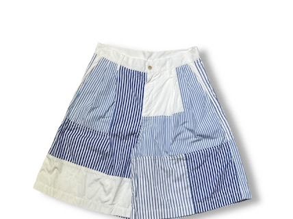 25 ss COMME des GARCONS SHIRT ハーフパンツ ストライプパッチワーク2タックワイドショーツ XSサイズ FO-P 002 コムデギャルソンシャツ