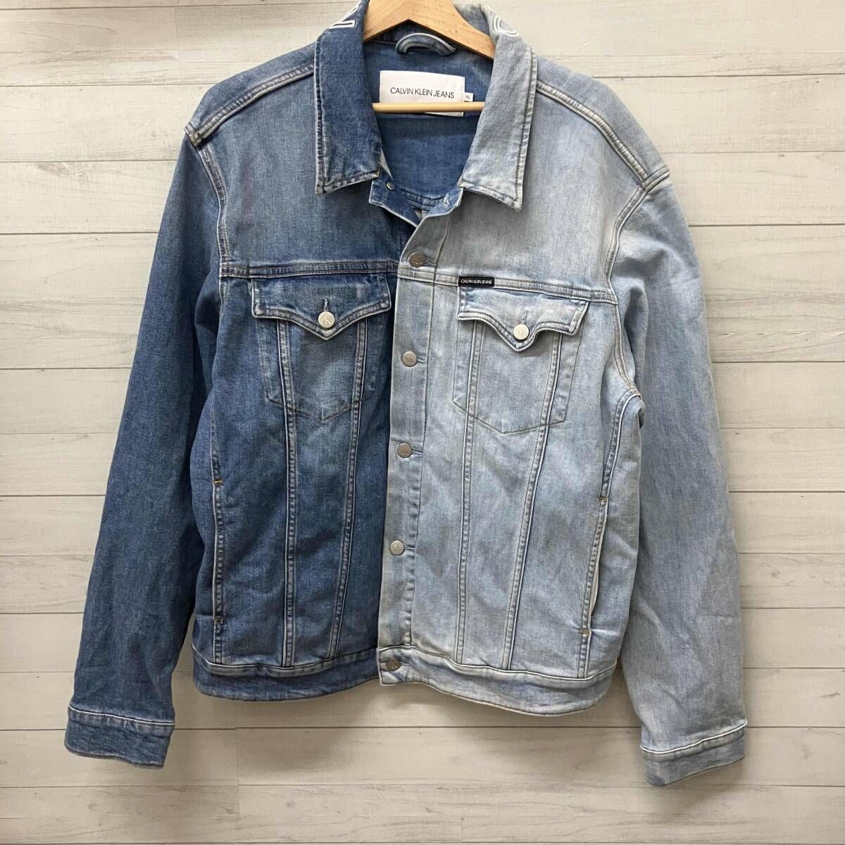 calvin klein Jeans カルバンクラインジーンズ FNDTN SLIM DENIM JKT 袖に汚れなど Gジャン デニムジャケット ブルー X Lサイズ