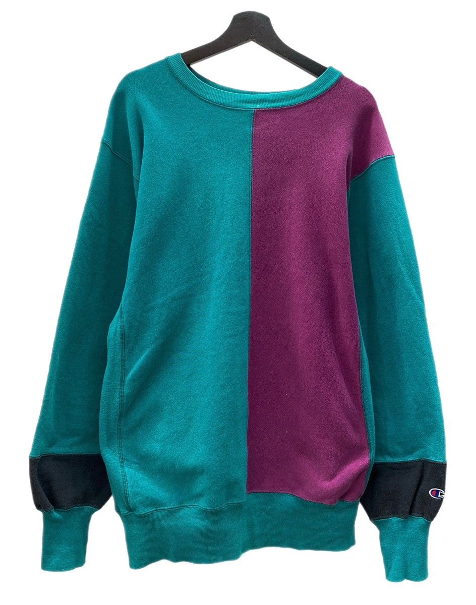 チャンピオン Champion 90 s 90年代 刺繍タグ REVERSE WEAVE リバースウィーブ 目無し ツートン バイカラー クレイジーパターン スウェット 無地 マルチカラー 2 XLサイズ 104 MT-2506