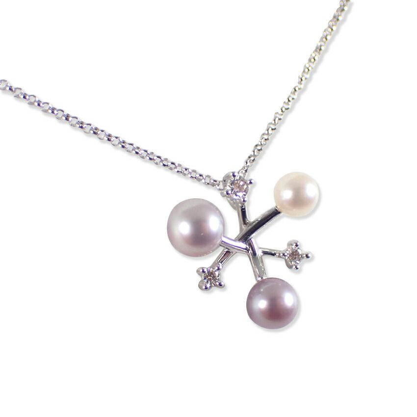 タサキ|18 WG|ダイヤモンド|天然パール|ペンダント|j 129-1