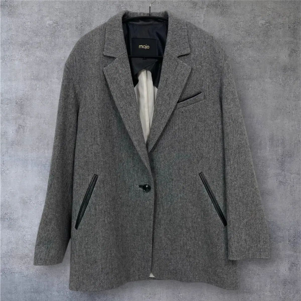 マージュ Maje グレー ウール ブレンド Single テーラード ジャケット 95