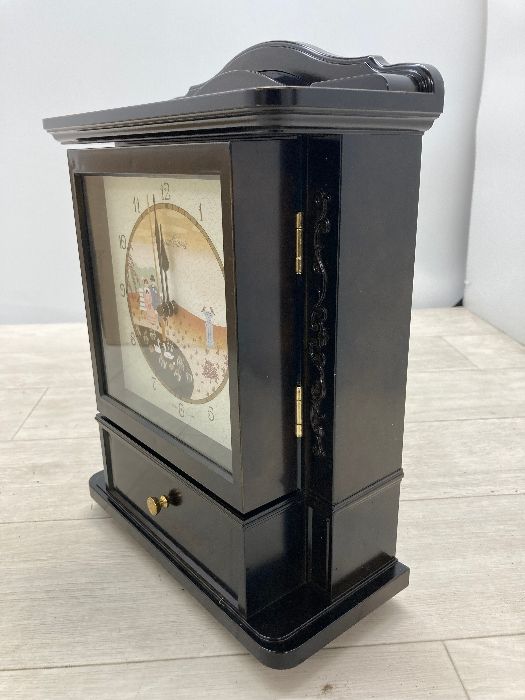 S7 鹿野漆器 時計付キーホルダー入れ 昭和レトロ 長期保管品 動作