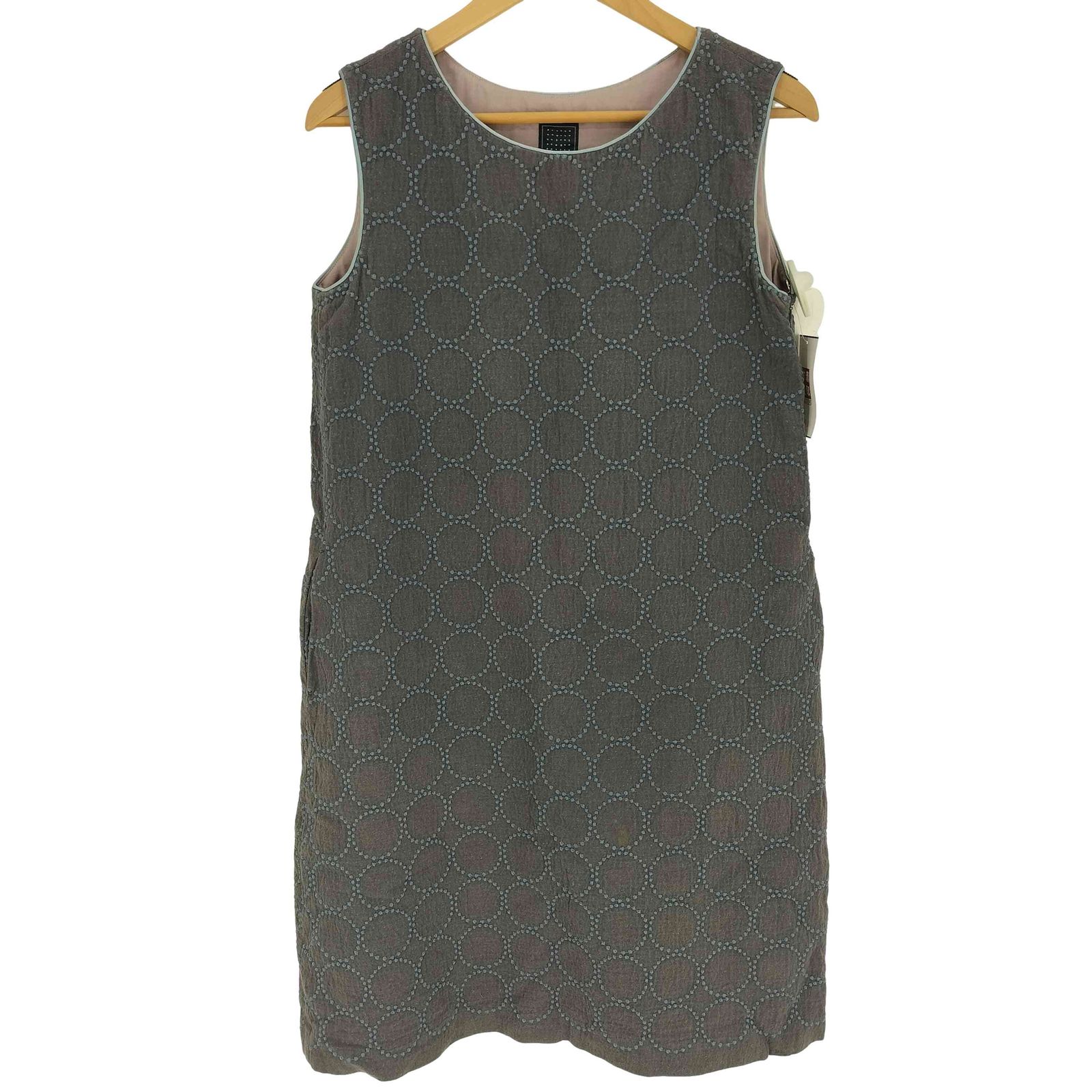 ミナペルホネン mina perhonen tambourine 水玉刺繍 ノースリーブワンピース レディース JPN 38