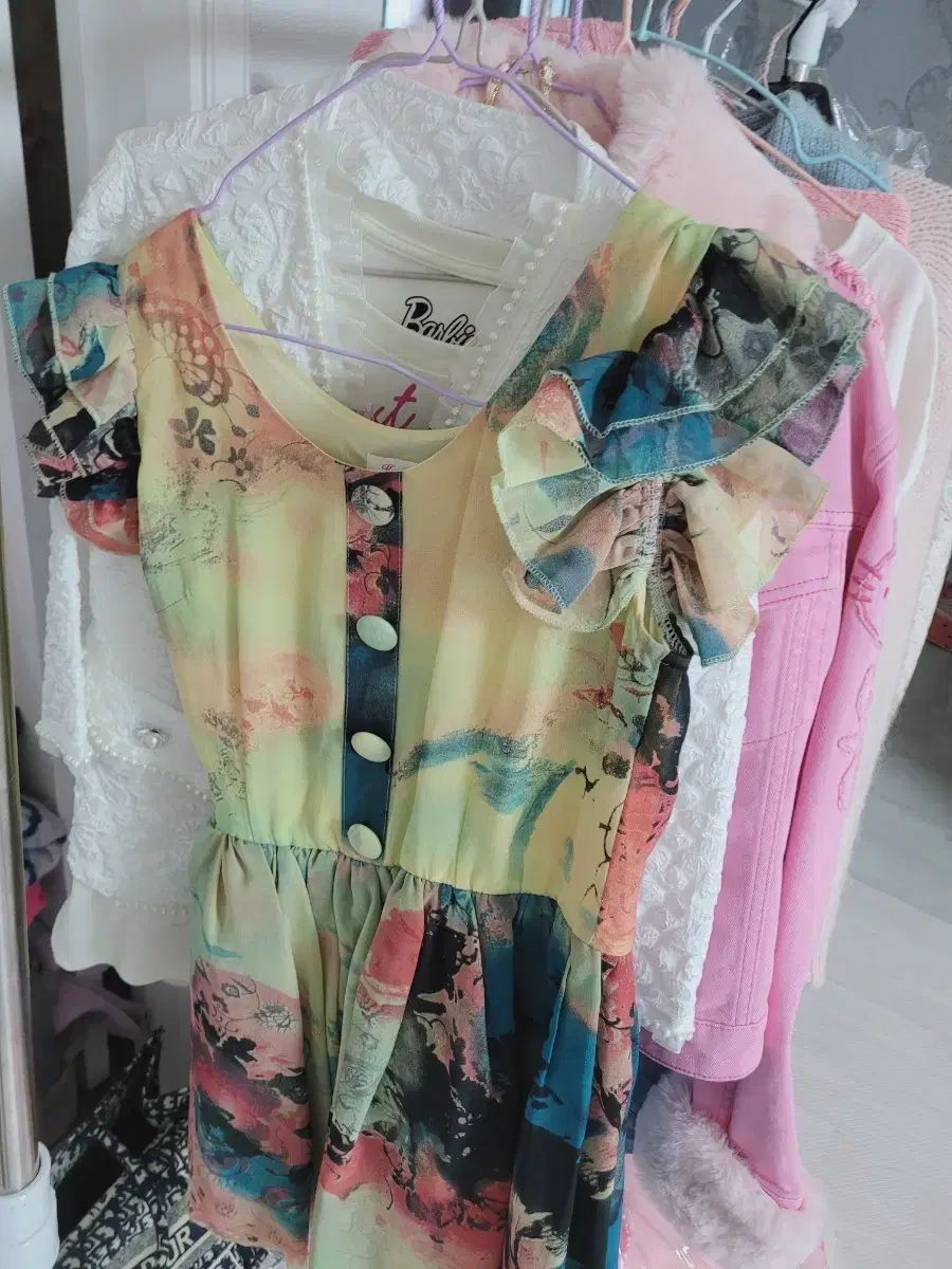 輸入フラワー シフォン ONE PIECE フリル