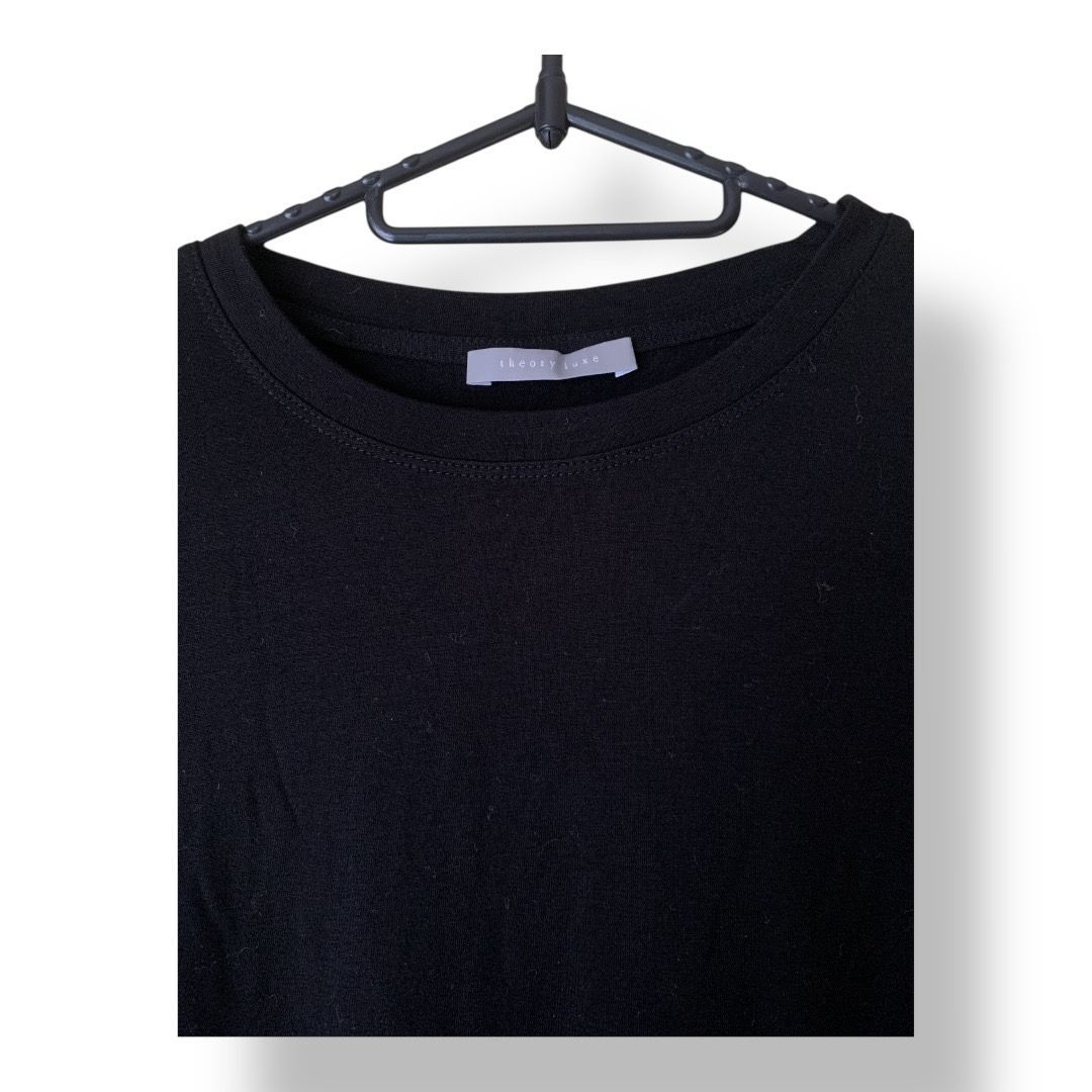 美品　セオリーリュクス　ブラック　黒　カットソー　トップス　シンプル　38号 theory luxe(セオリーリュクス) 長袖カットソー 黒色 38サイズ