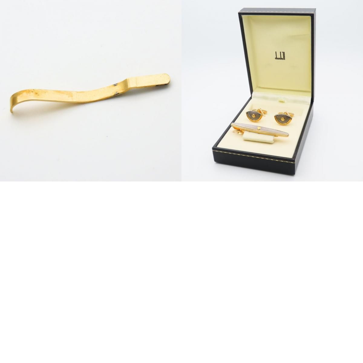 中古】 ダンヒル タイピン カフスセット メタル ゴールド シルバー