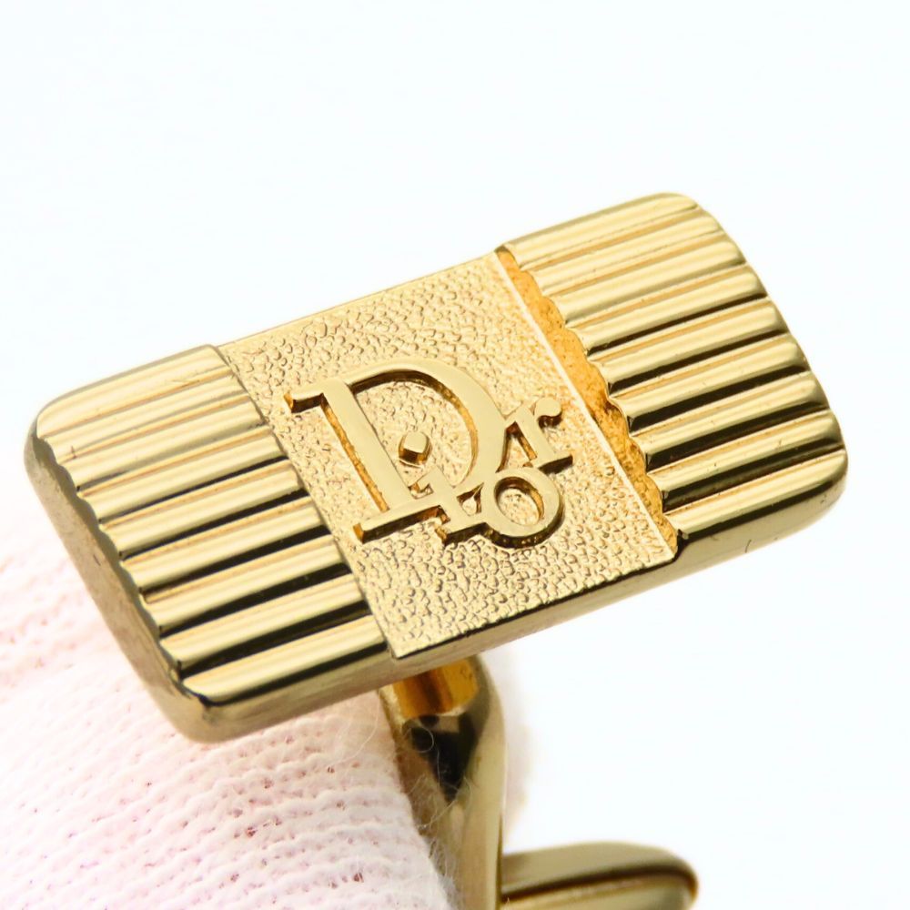 中古】 クリスチャンディオール カフス ロゴ メタル ゴールド メッキ