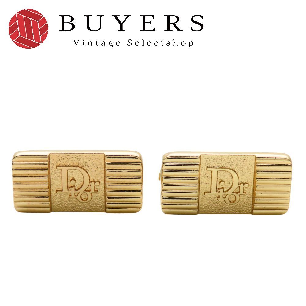 中古】 クリスチャンディオール カフス ロゴ メタル ゴールド メッキ