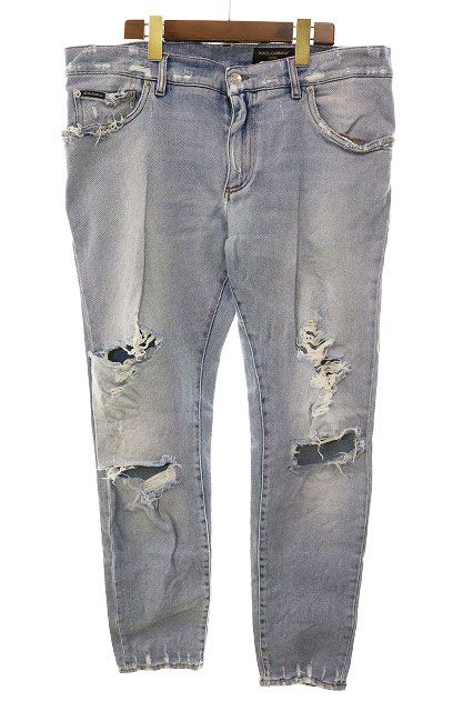 ディー-ジー ドルガバ ドルチェ-ガッバーナ D-G SLIM DENIM SIZE 54 スリムフィット デニム ダメージ加工 ブランド古着ベクトル AA ●260110