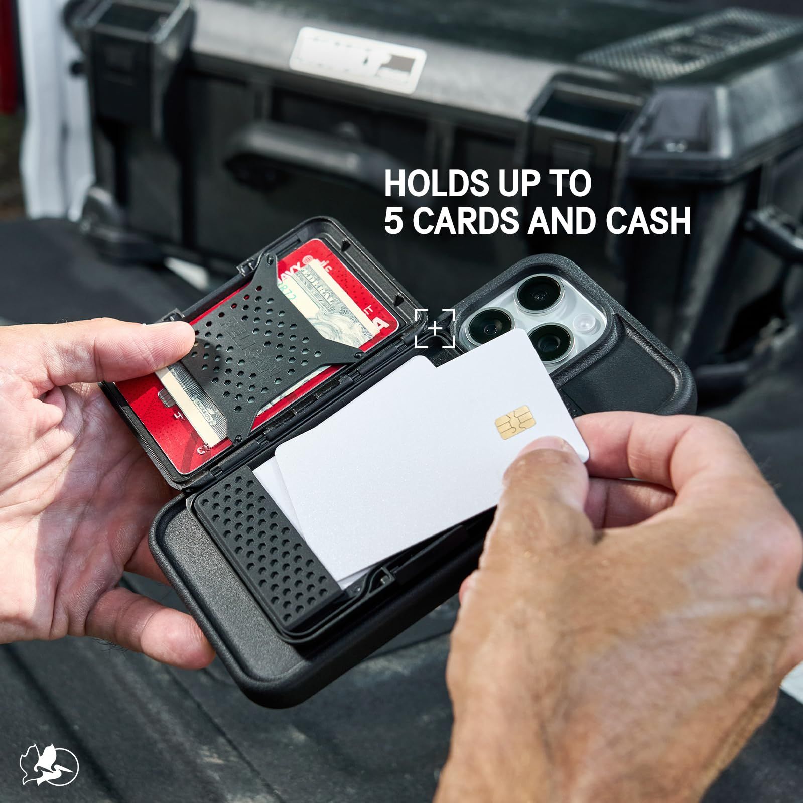 Pelican Protector AirTag MagSafe ウォレット|カードホルダー RFIDブロッキング 最大 のカードと現金を収納 - AirTagホルダー付きスマートウォレット 男女兼用 iPhone用取 ブラック