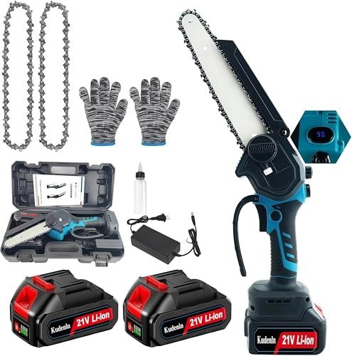 9 m|s 8インチ切断径15-20 cm 残量表示 2.0 Ahバッテリー 電動チェーンソー 軽量 強力チェーンソー ツール不要 安全ロック コードレス 竹 枝切り 庭木の剪定 薪作り 林業伐採 手袋 ゴーグル ボトル 日本語説明書 fa 2 b 2627