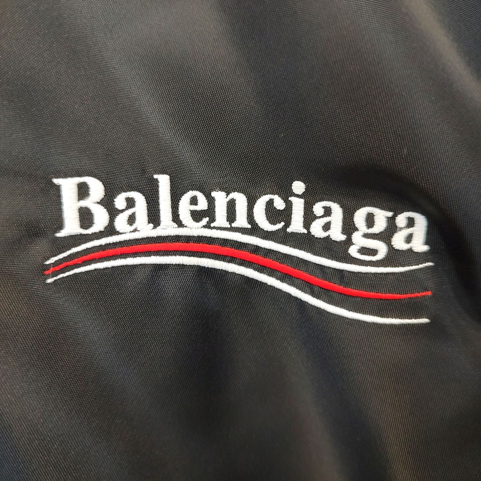 バレンシアガ Political Campaign Varsity ボンバー ジャケット WE 0 758940 S ブラック 人気商品 ナイロンジャケット 