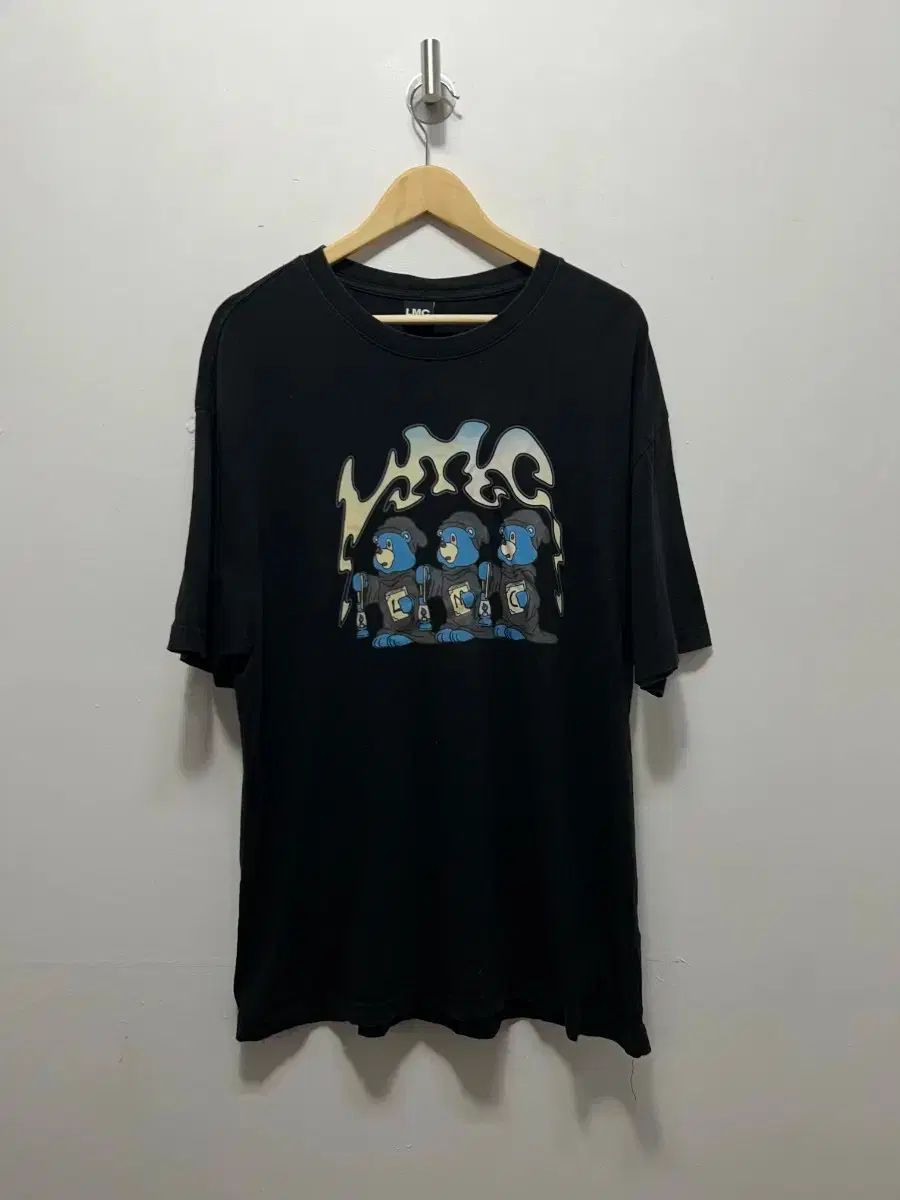 LMC クマ プリンティング 半袖 Tシャツ ブラック XL