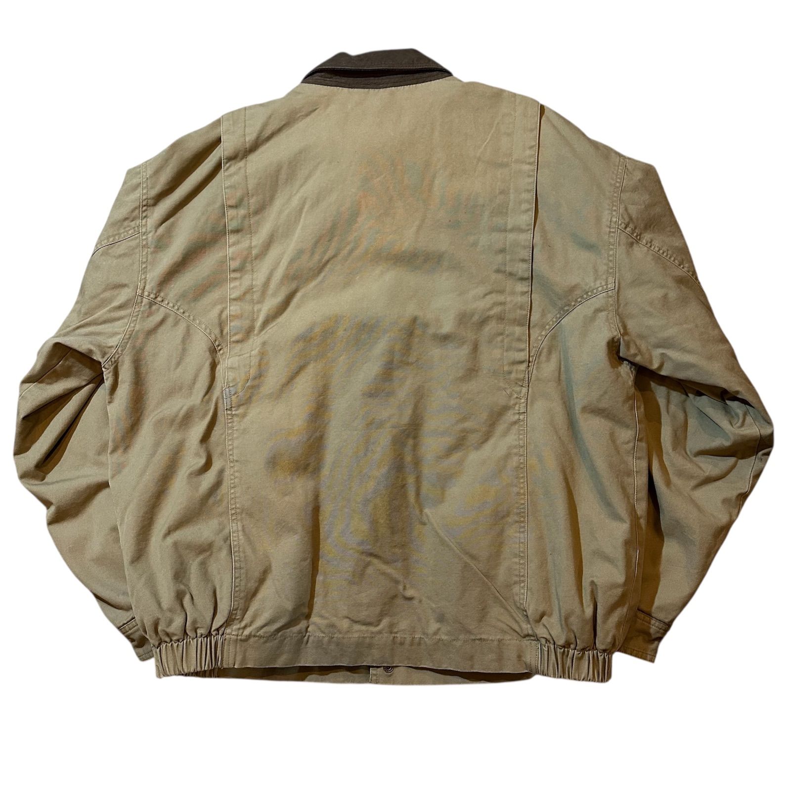 ランズエンド 90s 襟レザー カバーオールハンティングジャケットカーキ4923 ランズエンド 90s 襟レザー カバーオールハンティングジャケットカーキ