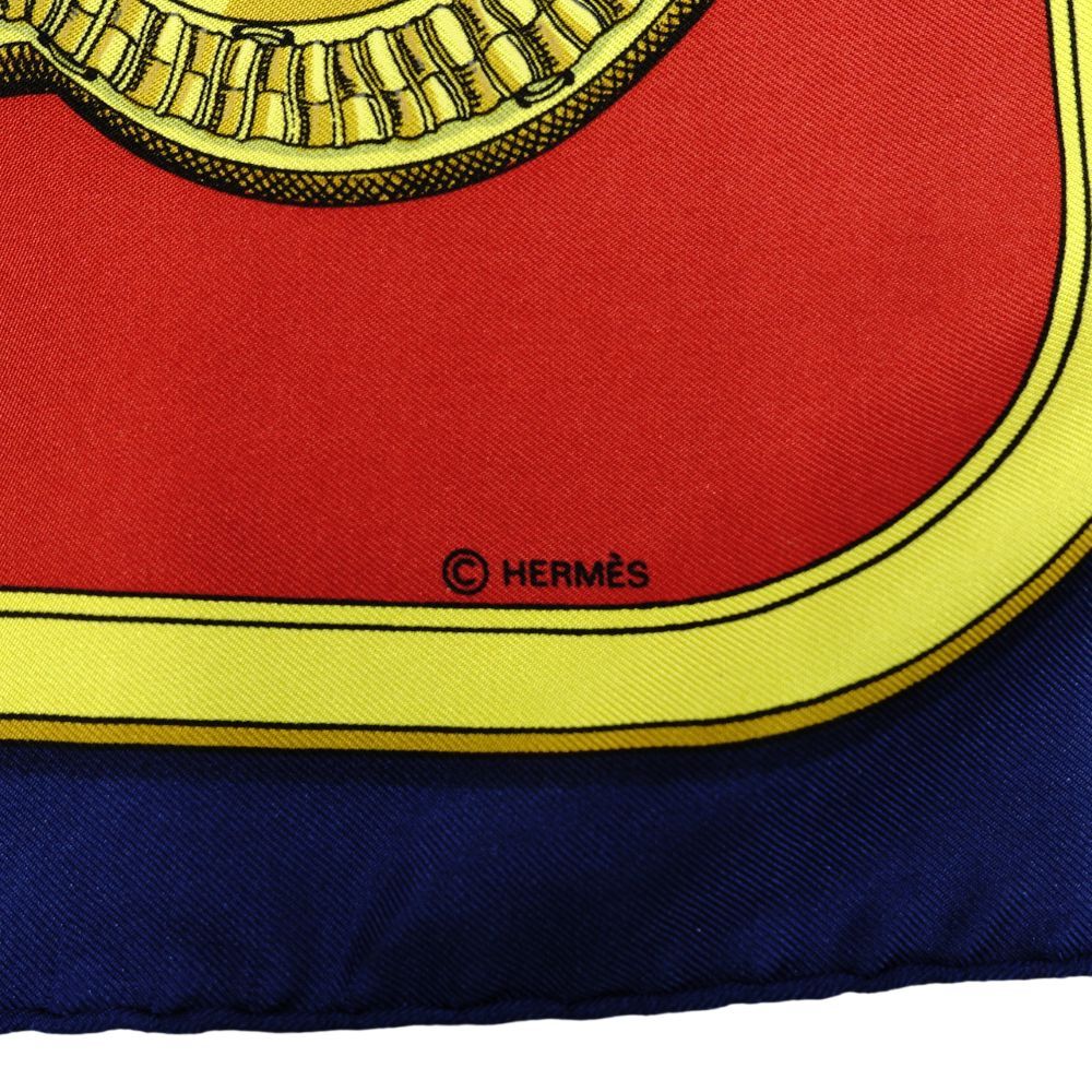 エルメス HERMES カレ90 GRAND APPARAT 盛装の馬 ネイビー系 シルク100
