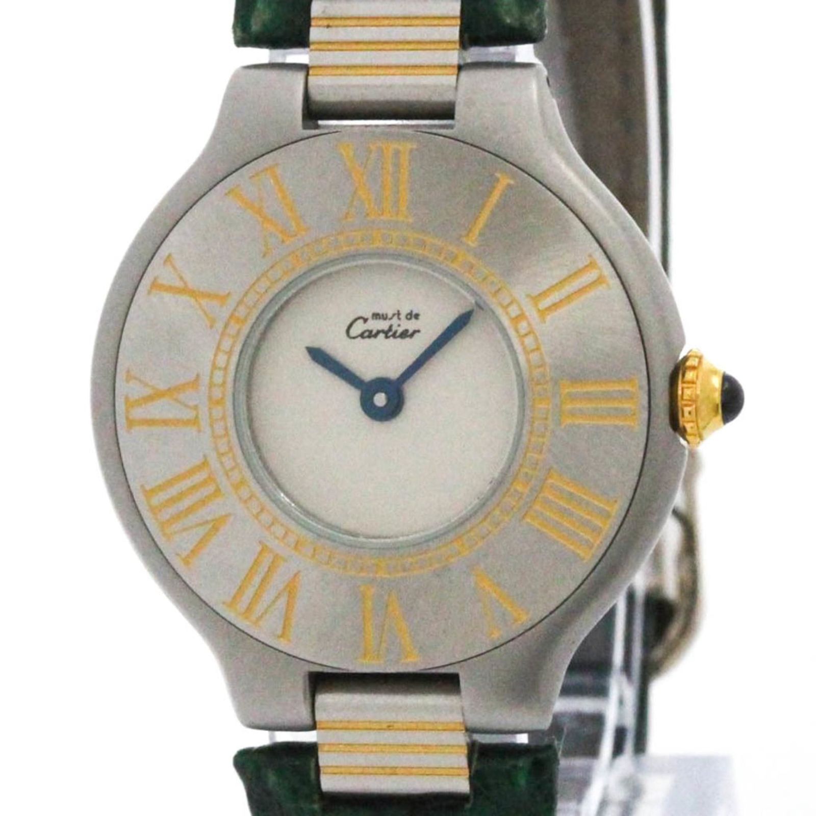 カルティエ CARTIER マスト21 ゴールドプレート ステンレススチール レザー クォーツ レディース 時計