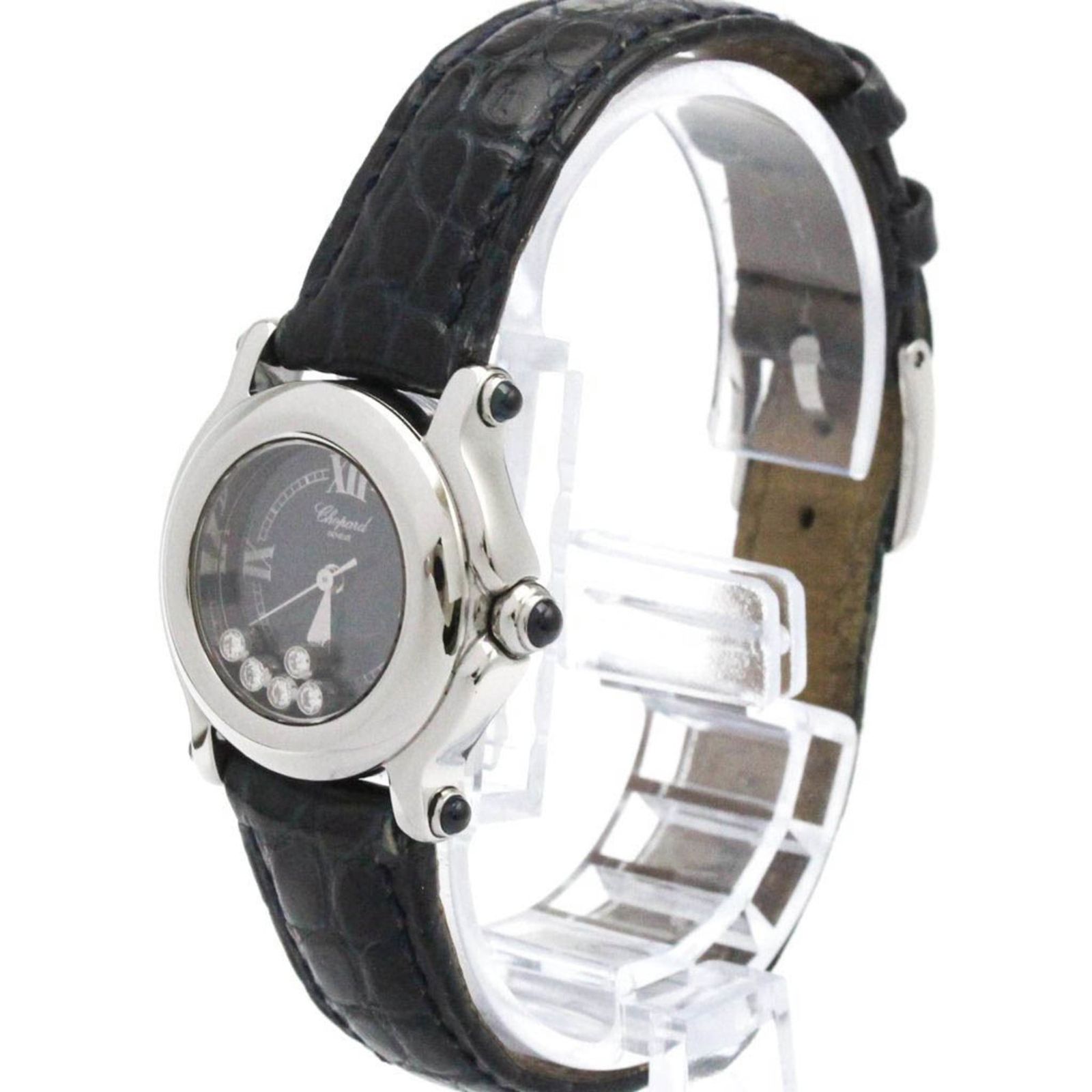 ショパール CHOPARD ハッピースポーツ ダイヤモンド ステンレススチール レザー クォーツ レディース 時計 27|8245-23 外装仕上げ済み