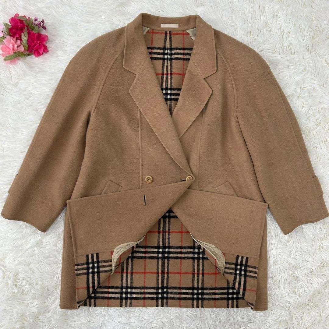 バーバリーロンドン ジャケット ピーコート ウール ベージュ ノバチェック M 極美品/LL】BURBERRYS バーバリーズ チェスターコート ロングコート