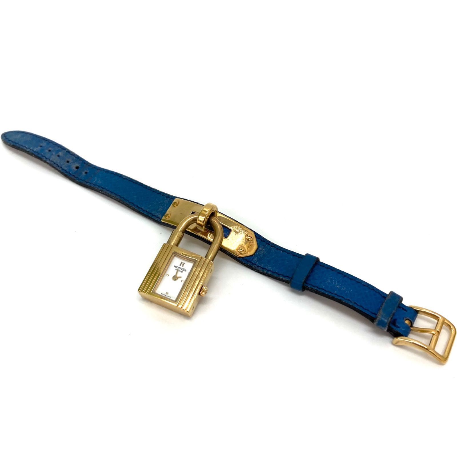 ◆HERMES◆エルメス ケリーウォッチ 腕時計 ブルー ゴールド