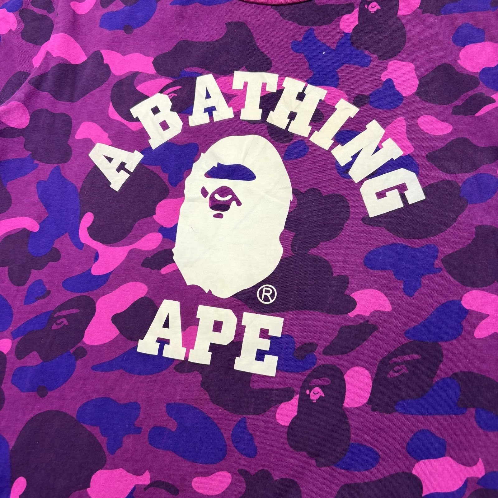 A BATHING APE アベイシングエイプ Tシャツ XL 紫 パープル 迷彩