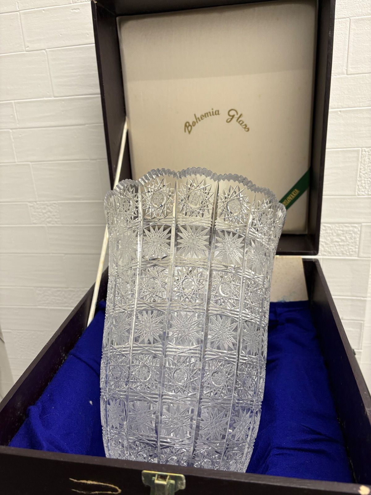 レトロ BOHEMIAN GLASS ボヘミアグラス フラワーベース 花瓶