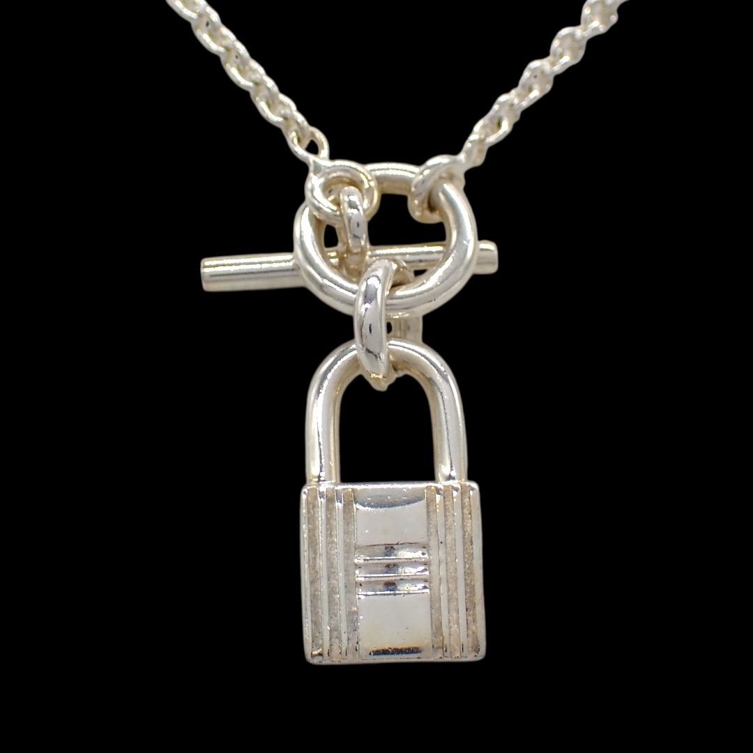 エルメス HERMES アミュレット カデナ ネックレス パドロック 南京錠 ペンダント ラリアット 925 シルバー 4550