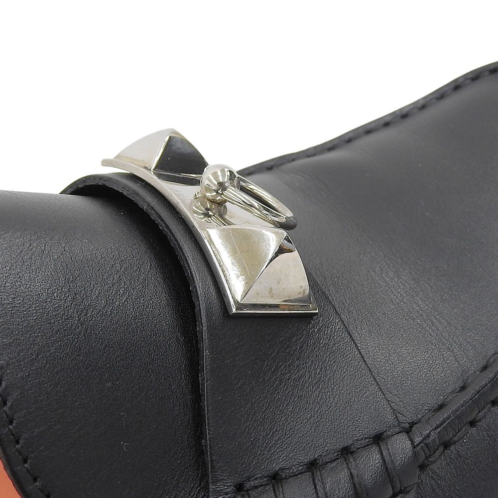  超 エルメス HERMES 販売商品 アーヴィング コリエドシアン金具 レザー フラットシューズ ローファー 40 1|2 25.5‐26 cm 黒 定価197000円 ローファー ブーツ 革靴