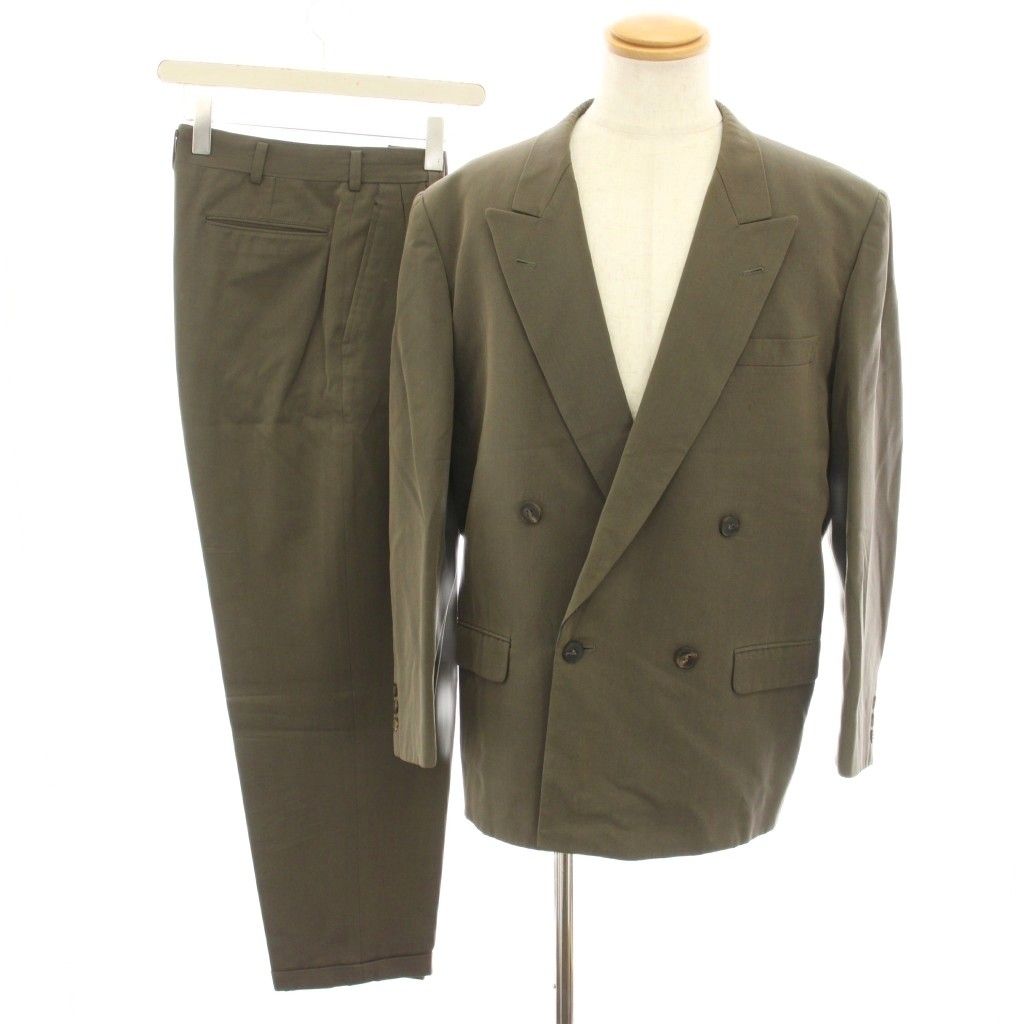 ジュンメン JUN MEN スーツ セットアップ 上下 テーラードジャケット ダブル M パンツ スラックス 74 茶 ブラウン 50582 |YT MA
