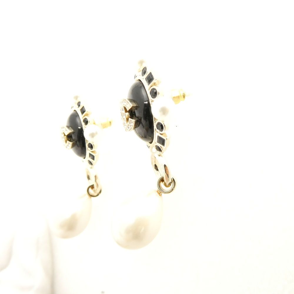 CHANEL シャネル B 22 P 両耳ピアス ライトストーン ココマーク パール レディース