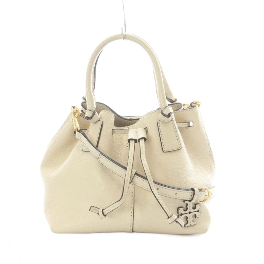 トリーバーチ TORY BURCH マグロー スモール ドローストリング サッチェル﻿ 2 way ハンドバッグ ショルダー ホワイトベージュ |RI OS
