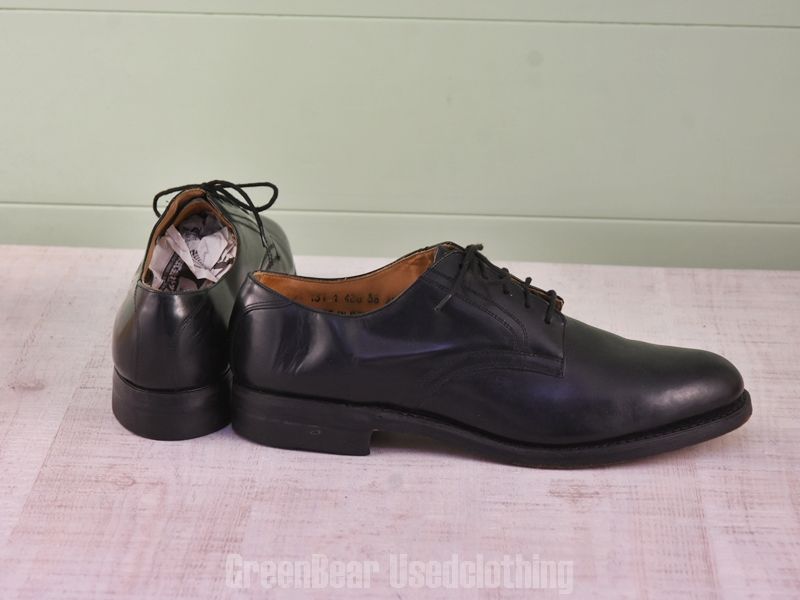 E 425 ポーランド製 ビンテージ 軍サービスシューズ プレーントゥ ワイズ細め 黒 メンズ 10.5 D 28.5 cm