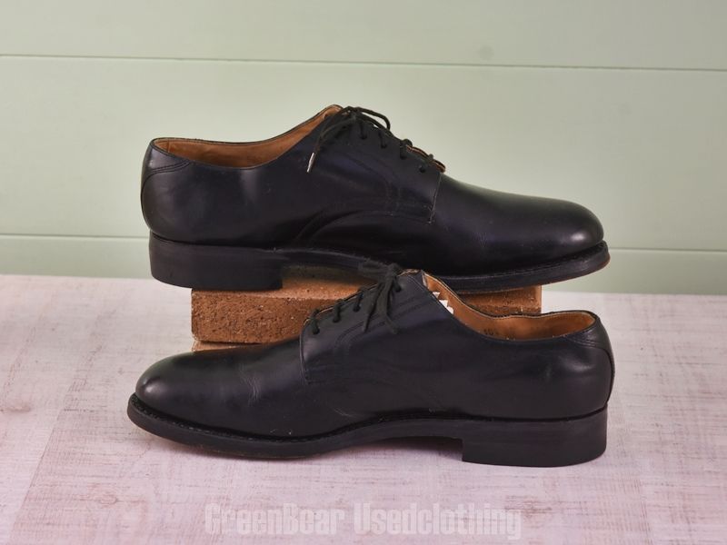  E 425 ポーランド製 ビンテージ 軍サービスシューズ プレーントゥ ワイズ細め 黒 メンズ 10.5 D 28.5 cm ドレス ビジネスシューズ ブーツ 革靴