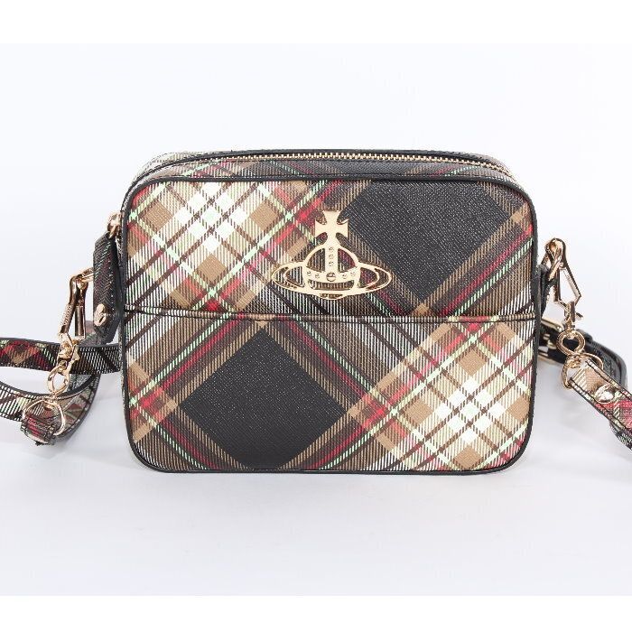 ヴィヴィアン ウエストウッド Vivienne Westwood ショルダーバッグ S 001 K D 101 ダービー ブラウン TARTAN BROWN BLACK チェックレディース