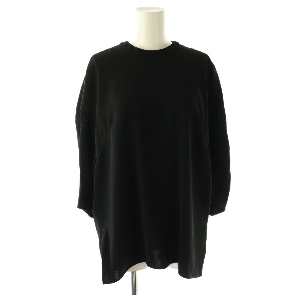 エンフォルド ENFOLD ソフトダブルサテン立体SLEEVE プルオーバー ブラウス 38 ブラック |DO OS