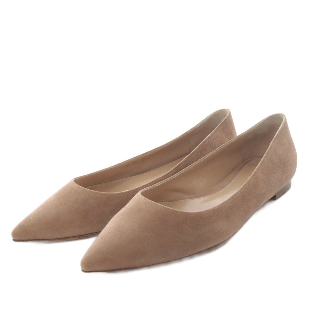 ジャンヴィトロッシ Gianvito Rossi パンプス フラット ポインテッドトゥ スエード 37.5 ベージュ |YO 26