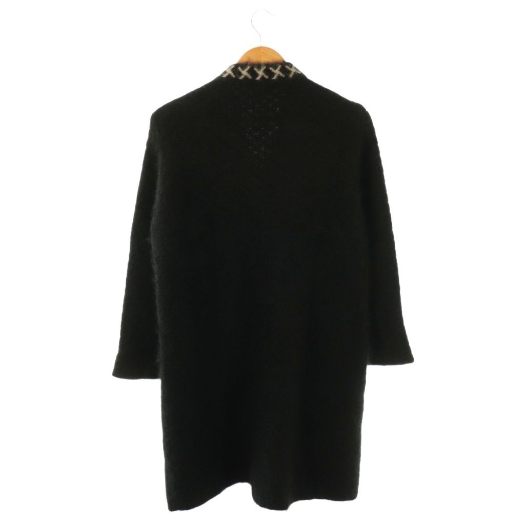 エンポリオアルマーニ EMPORIO ARMANI アンゴラ混ニットコート 42 ブラック ベージュ |DO OS