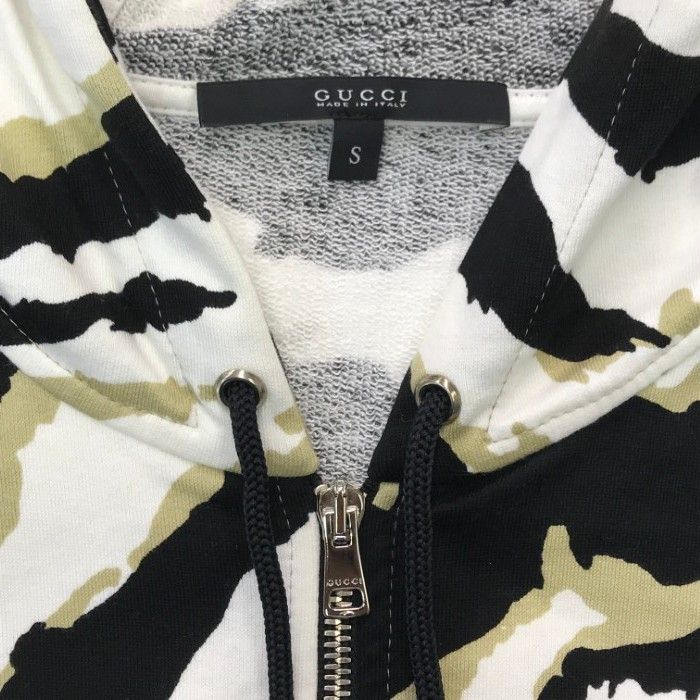 GUCCI グッチ パーカー レディース 春 コットン ゼブラ柄 スウェット ストレッチ フルジップ マルチカラー Sサイズ 355483 X 3 A 71 T 1 パーカー トップス レディース