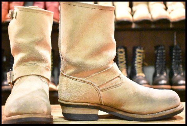 7.5 D 08年 レッドウィング 8268 スエード エンジニア ホーソーンアビレーンラフアウト スチールトゥ ブーツ redwing FL 482