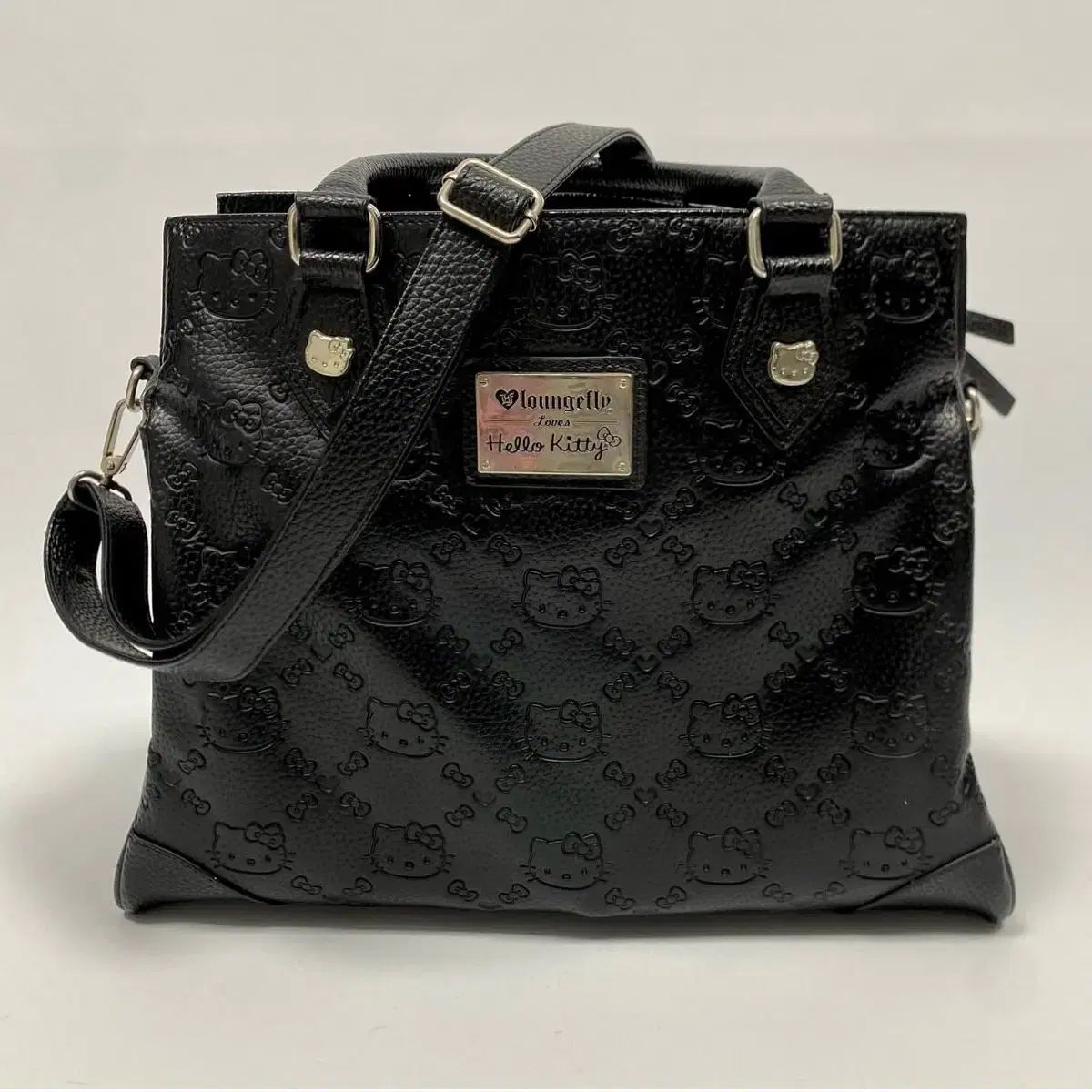 ラウンジフライ ハローキティ コラボ型押しトートバッグ 黒 Lee別注