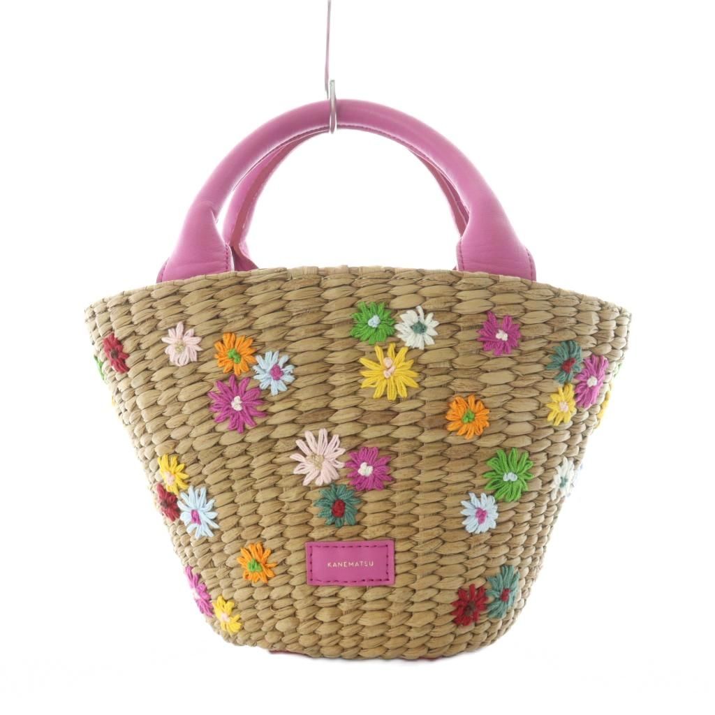 かご カバン かごバック ギンザカネマツ 銀座かねまつ GINZA Kanematsu かごバッグ ミニトート 花柄刺繍