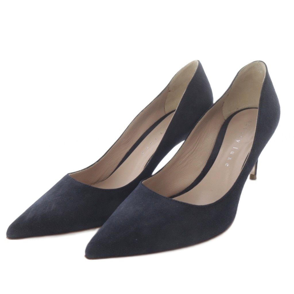 セオリーリュクス theory luxe パンプス ピンヒール ポインテッドトゥ スエード 36.5 ネイビー |YO 27