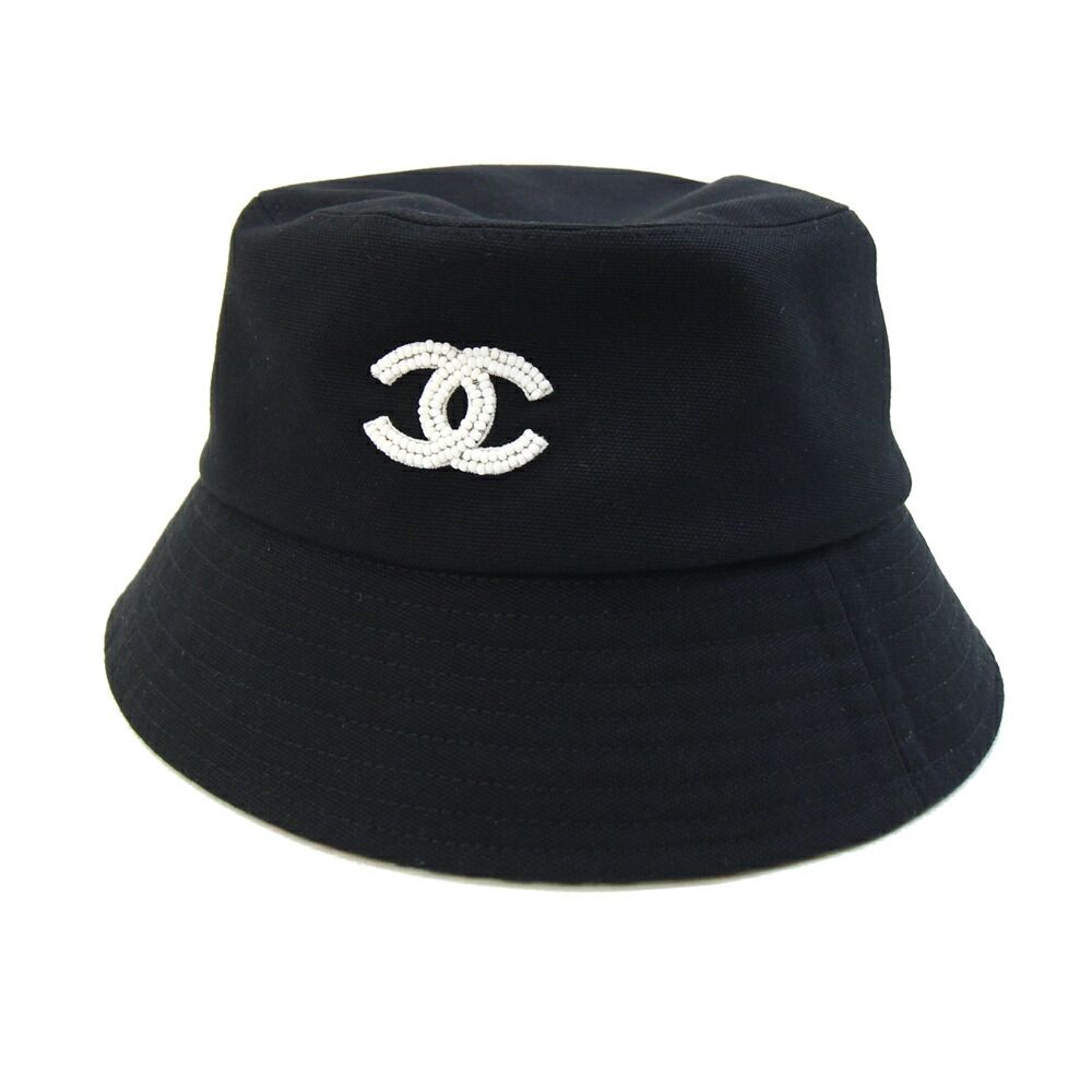 シャネル ハット ブラック コットン100％ Mサイズ