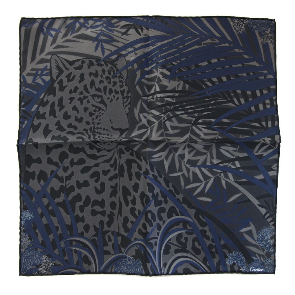 カルティエ スカーフ パンテール グレー ネイビー