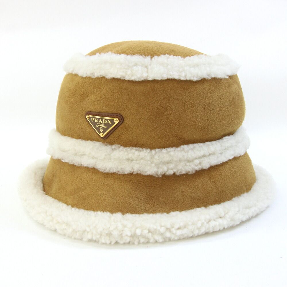プラダ ハット スエードシアリング バケットハット 羊革