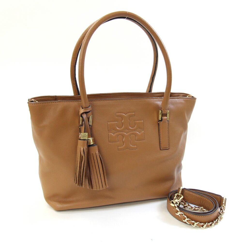 トリーバーチ 2 WAYトートバッグ ブラウン レザー