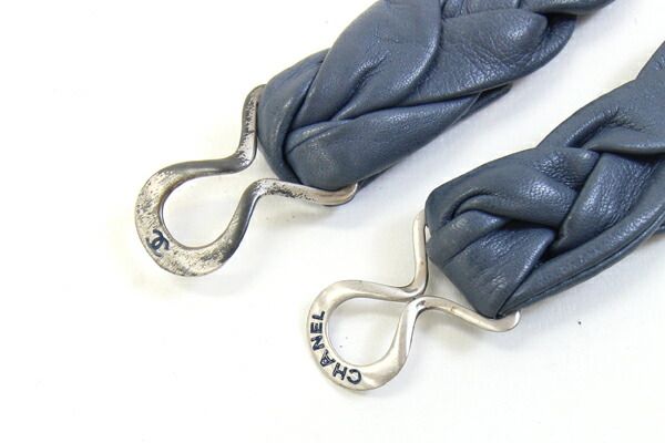 シャネル ベルト ブルーグレー レザー 05 P