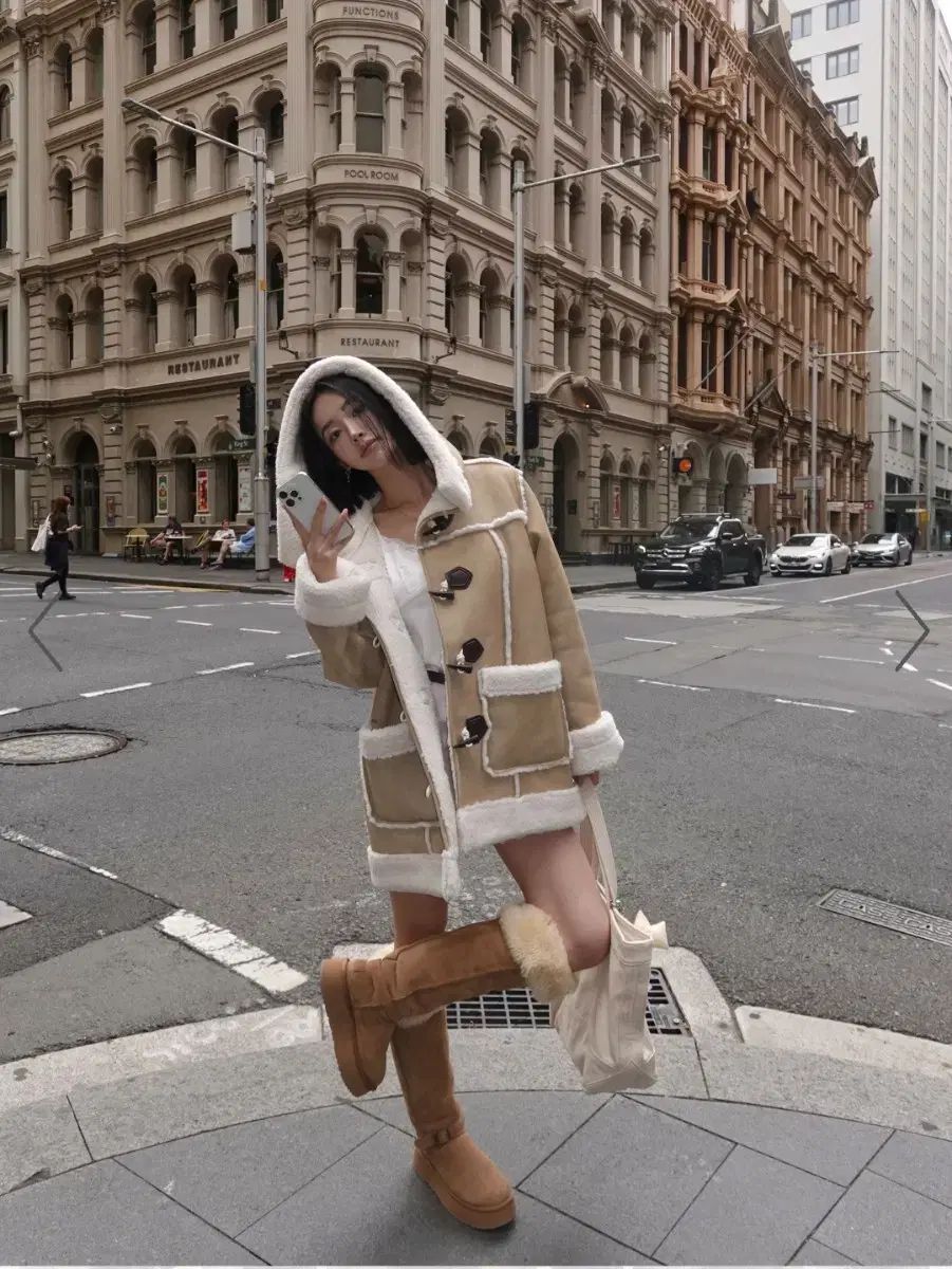 半額以下 ペイルジェイド ダッフル シアリング フード トグルボタン コート ファー ムートン 털 ジャケット