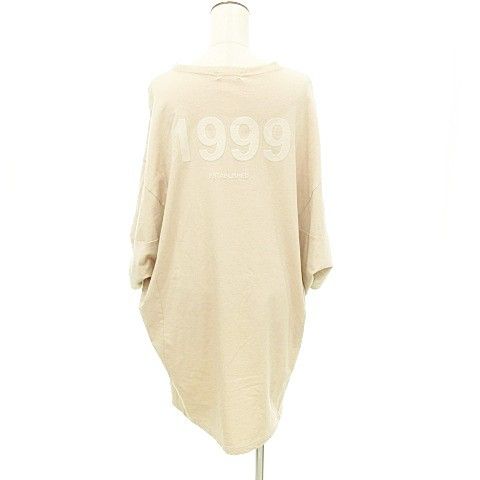 ダブルスタンダードクロージング ダブスタ DOUBLE STANDARD CLOTHING 美品 ドルマン ラスティック 天竺 ビッグ Tシャツ ロゴ コットン 日本製 F ベージュ