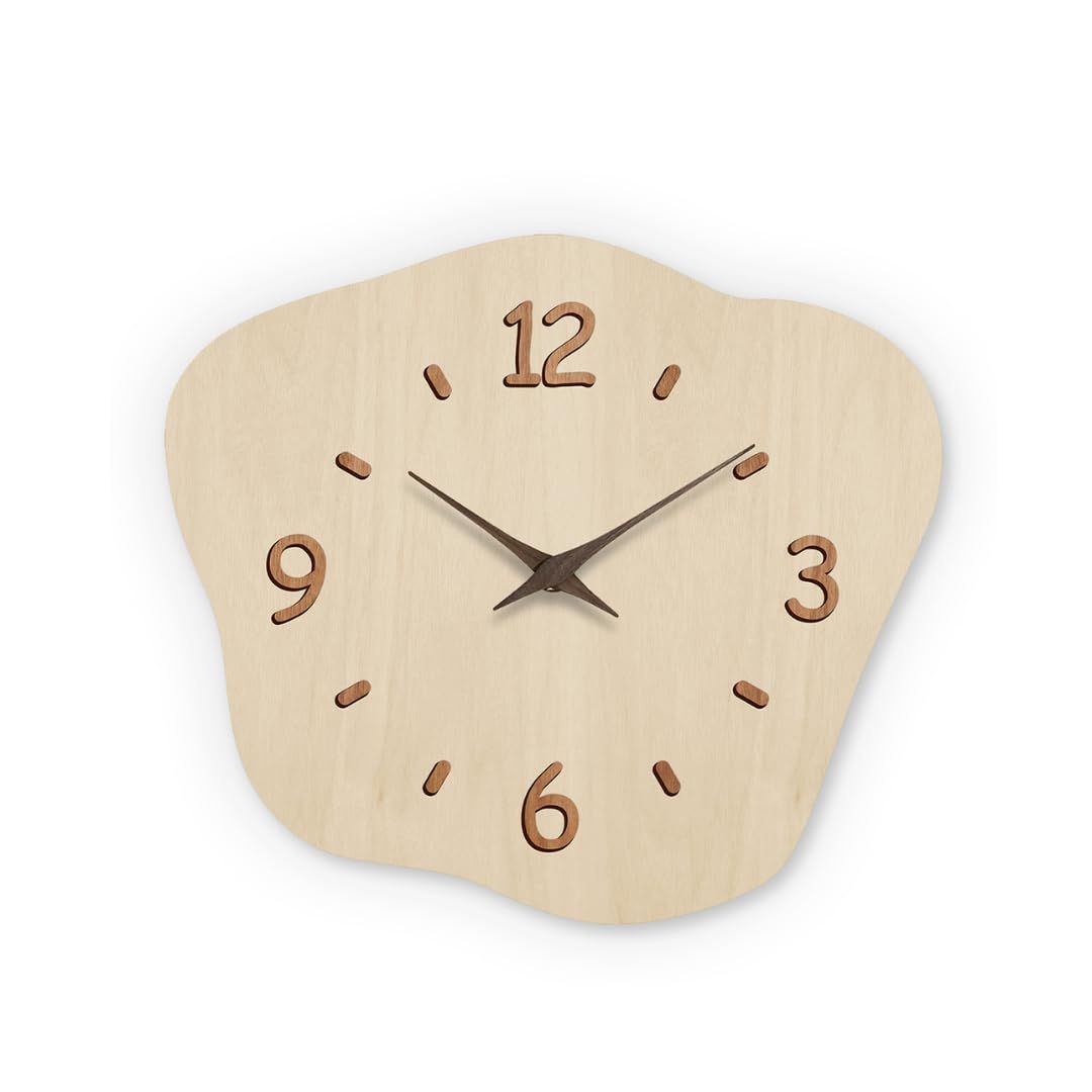 掛け時計 木 おしゃれ 北欧 静音 時計 壁掛け花形 フレームレス かわいい 天然 無垢材パネル 3 D立体数字 連続秒 モダンなホームオフィス 居間 寝室 書斎 ホワイト